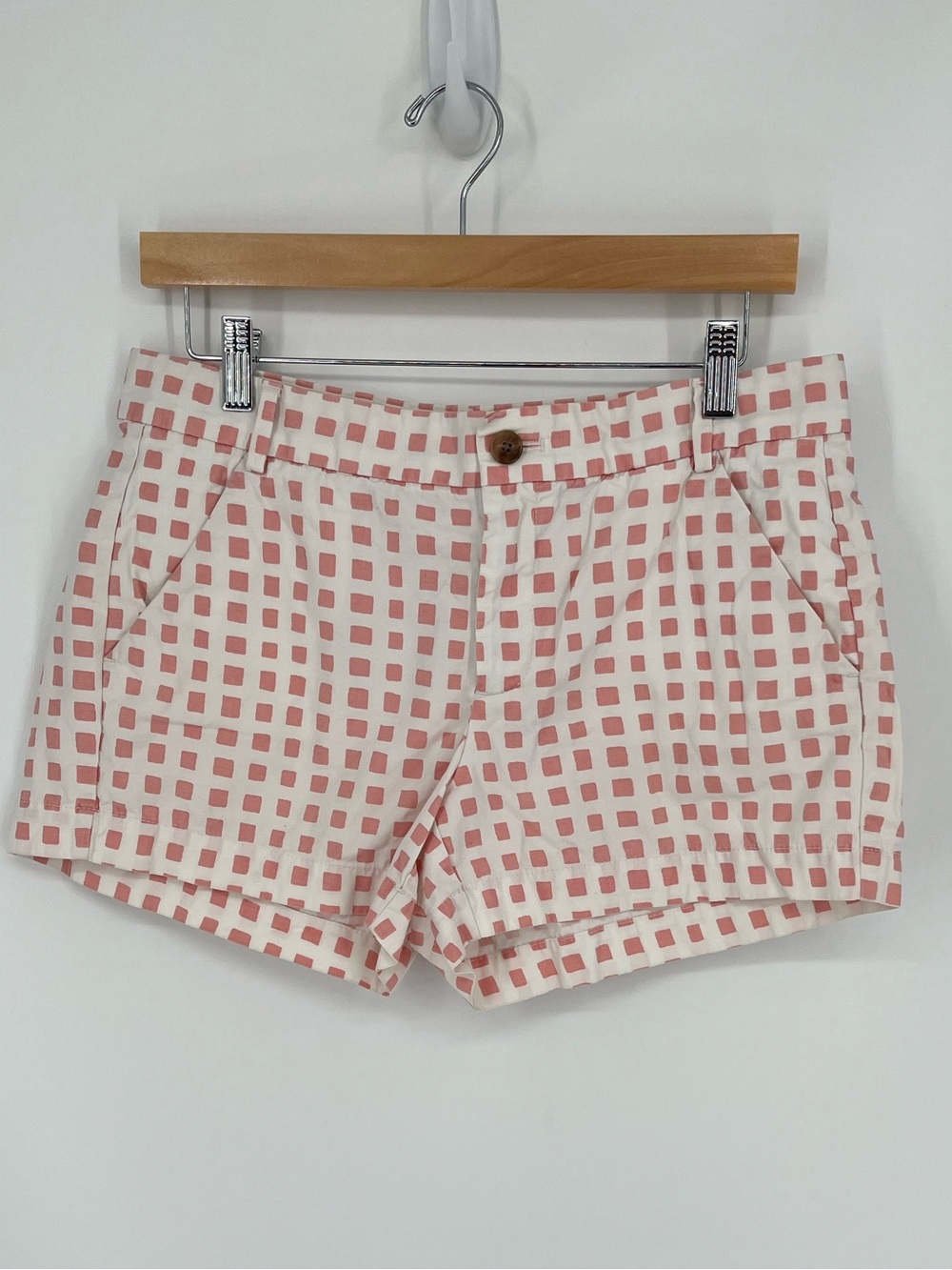 Gap Sunkissed Khaki Shorts in Pink & White Gingham Plaid Women’s Size 6
